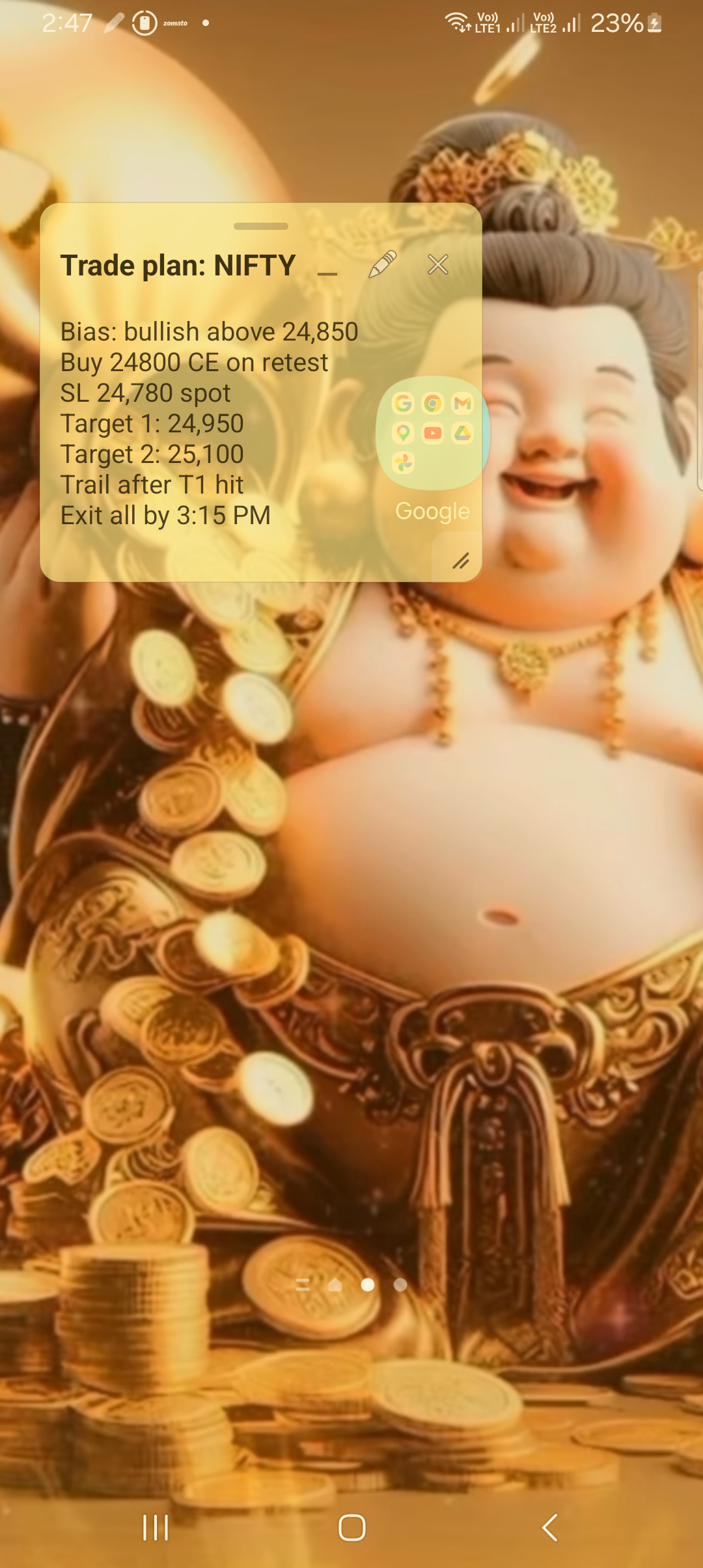 Floating note resized and scrolling over another app