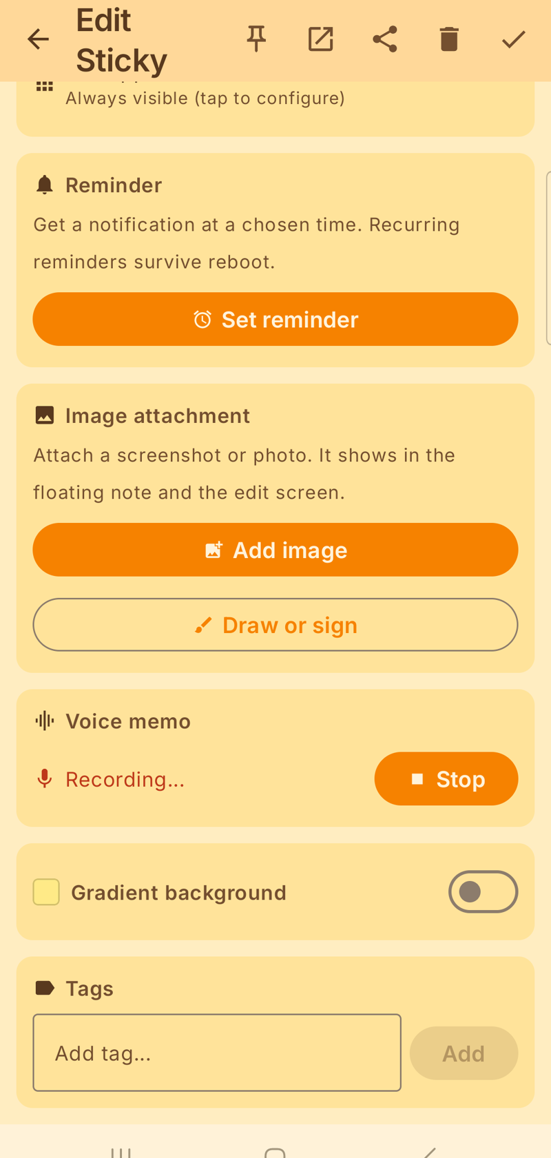 Voice memo in a note