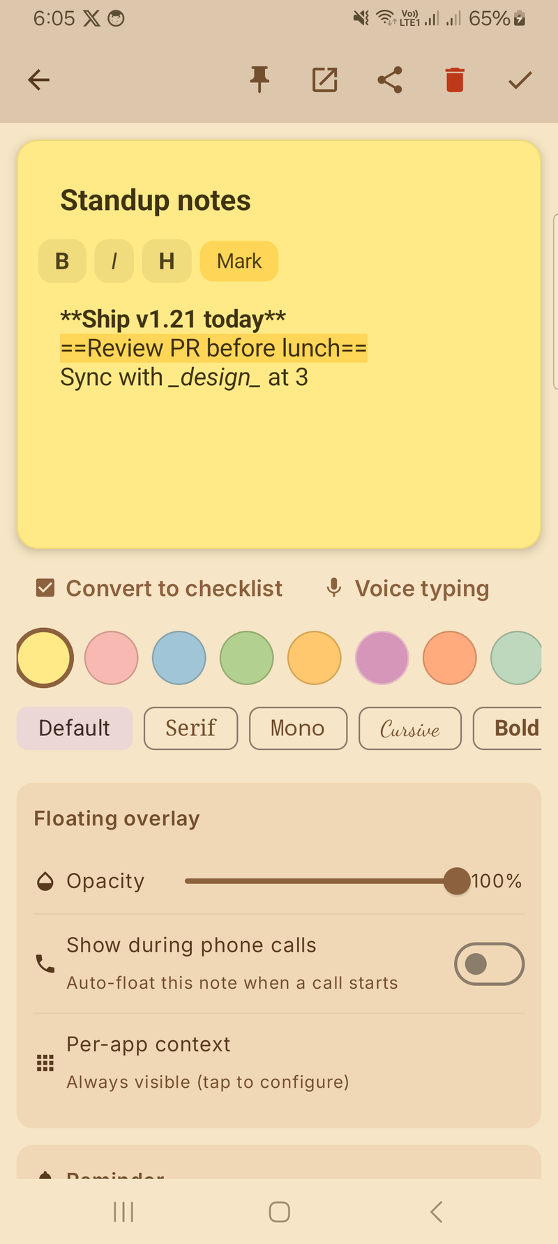 Text formatting with highlight
