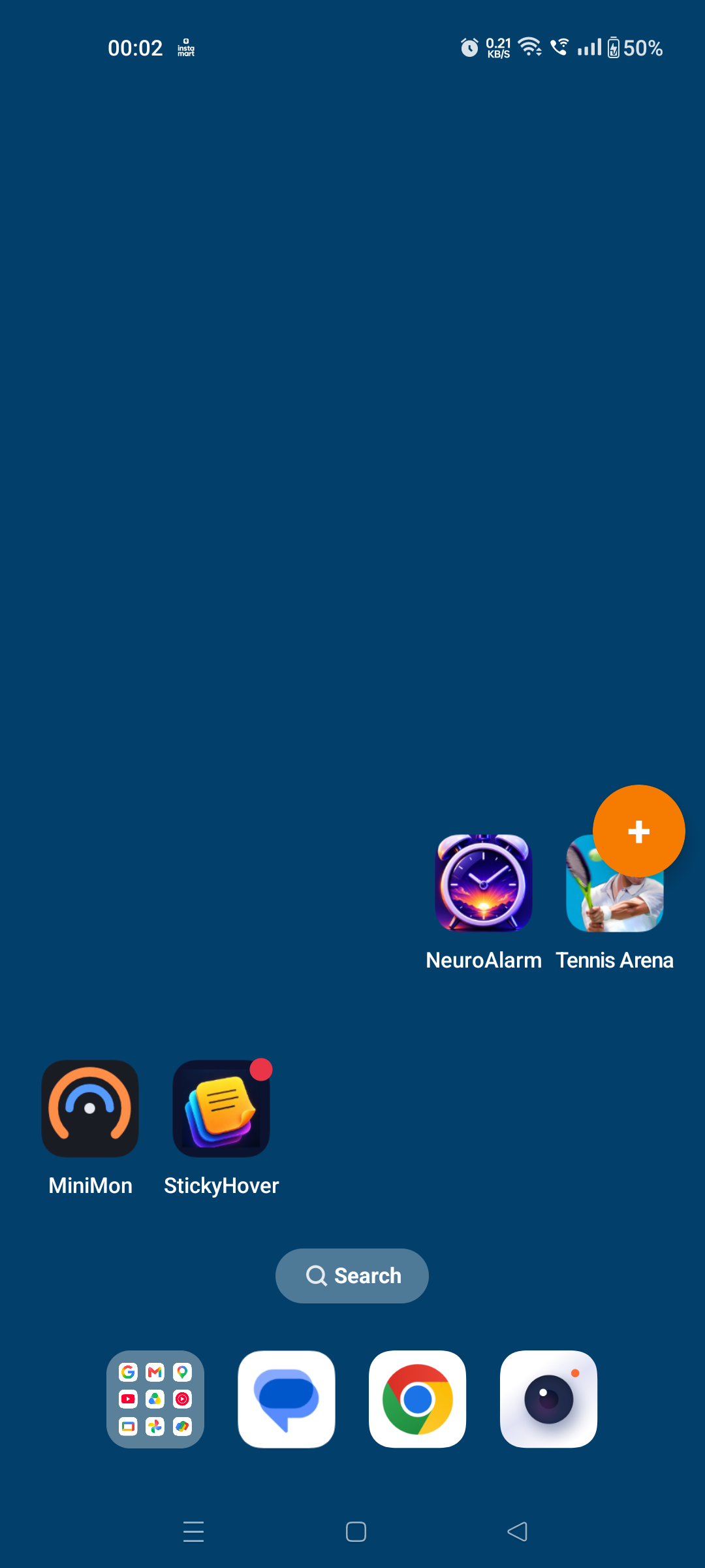 Quick-add bubble over the home screen