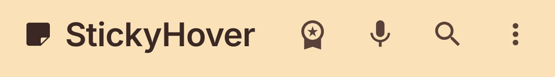The StickyHover top bar: a small speech-bubble note glyph beside the StickyHover wordmark